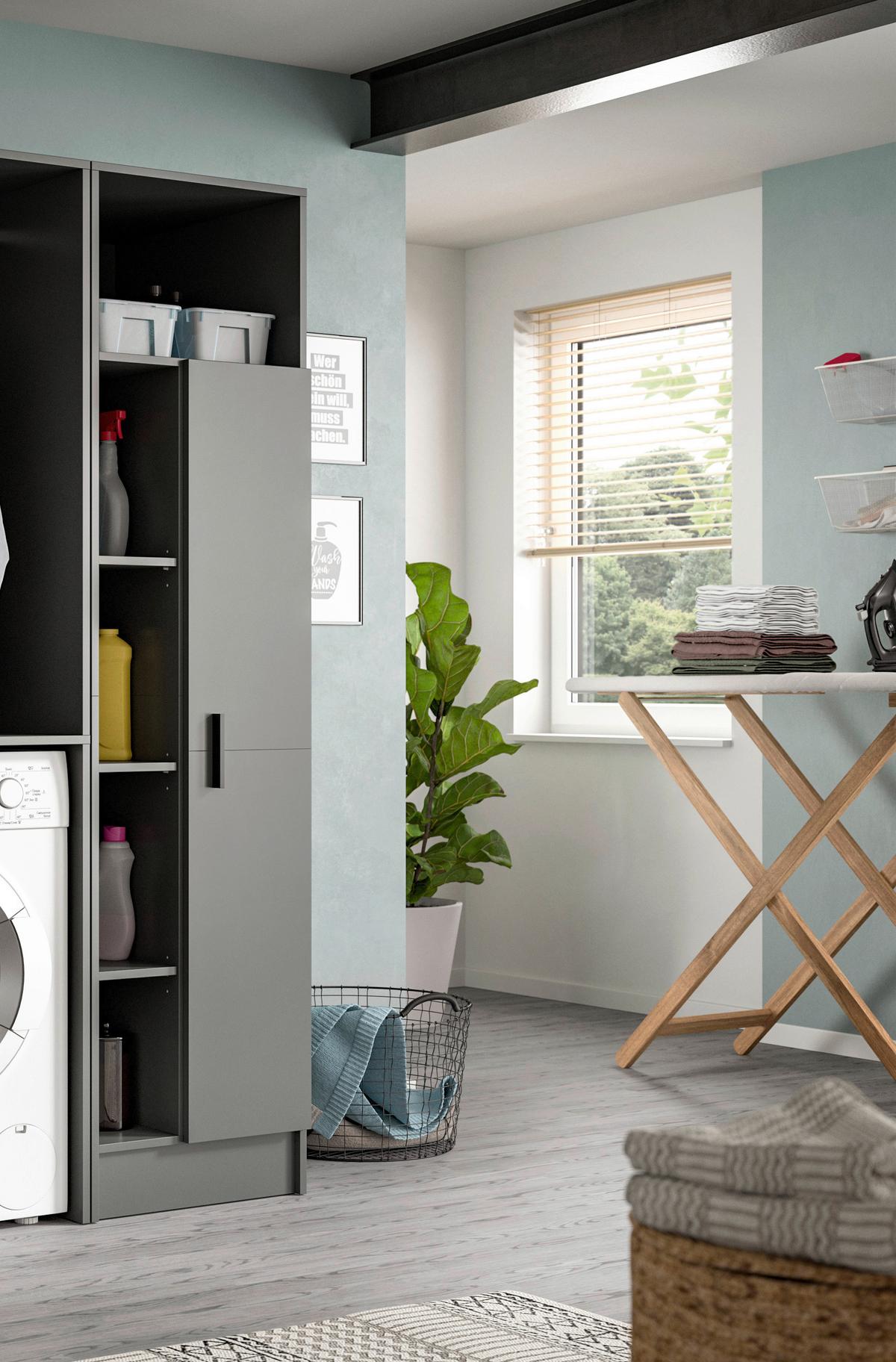 Hochschrank Free Anthrazit B: 50 cm - Anthrazit/Weiß, Basics, Holzwerkstoff (50/195/68cm) - MID.YOU