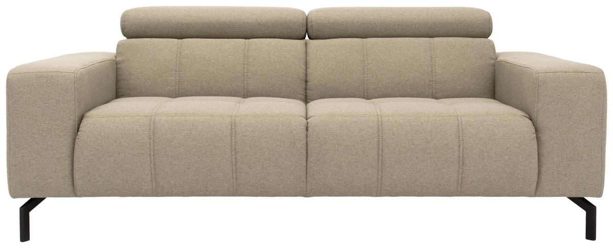 2-Sitzer-Sofa Cunelli Schlammfarben Webstoff - Schlammfarben/Schwarz, Design, Textil (208/79/104cm) - MID.YOU