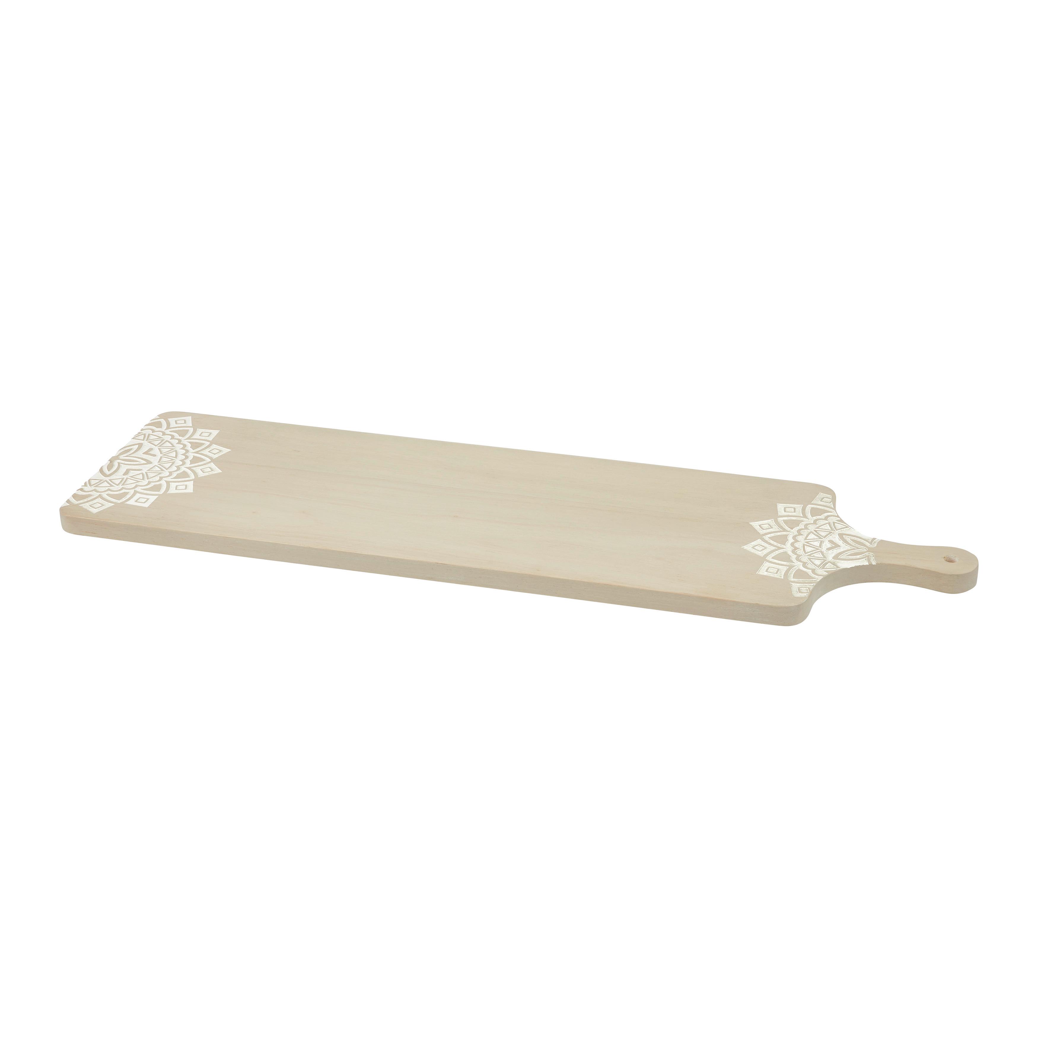 Servírovacia doska MANDALA -L- - biela/prírodná farba, Modern, drevo (62,5/18/1,5cm) - Mömax