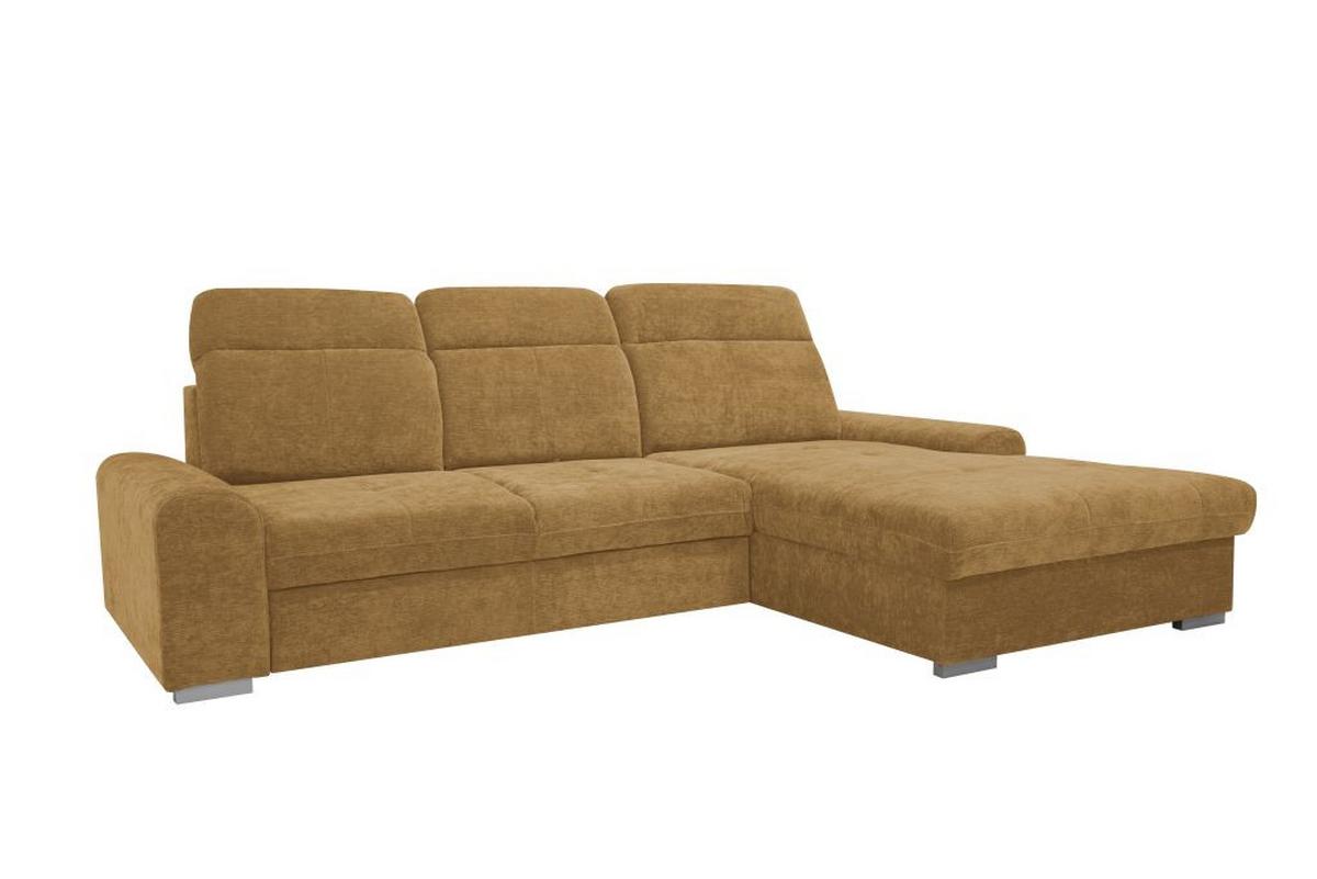 Rohová sedačka MALAGA, pravá, horčicovožltá ženilka - horčicovožltá/chrómová, Konventionell, kov/drevo (286/203cm) - Ondega