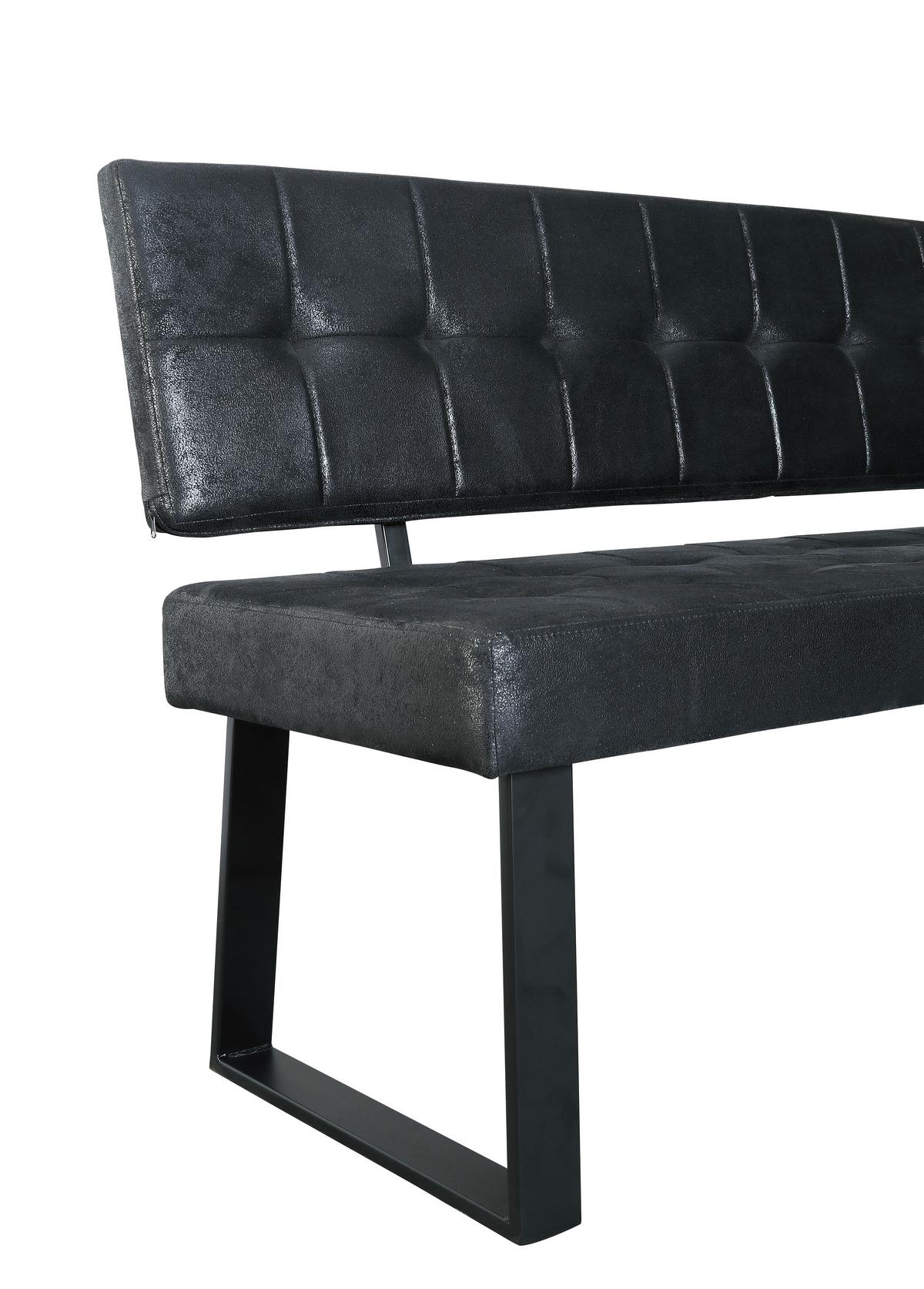 Sitzbank Volda Webstoff Schwarz, B: 140 cm - Schwarz, MODERN, Textil/Metall (140/85/56cm) - MID.YOU