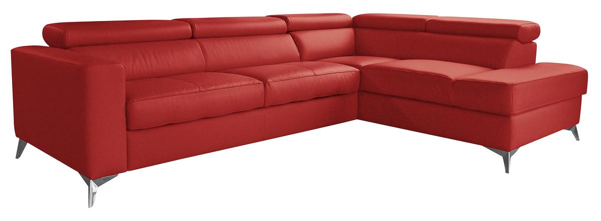 Ecksofa Mondo, Rot S: 286x208 Cm - Chromfarben/Rot, Design, Leder/Textil (286/208cm) - Livetastic
