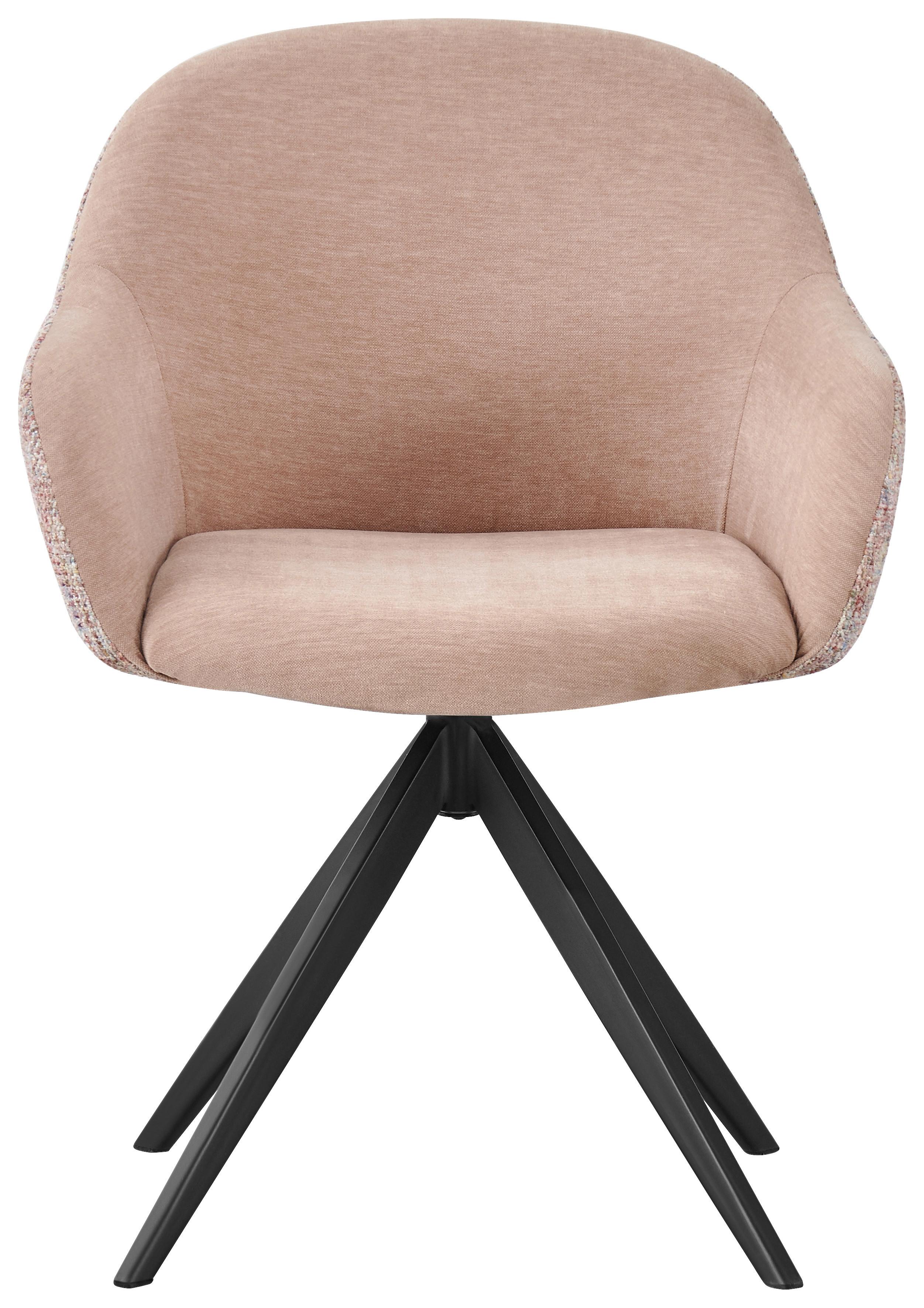 Armlehnstuhl Larina Webstoff Sand 360° drehbar - Sandfarben/Schwarz, MODERN, Textil/Metall (63/84/63cm) - MID.YOU