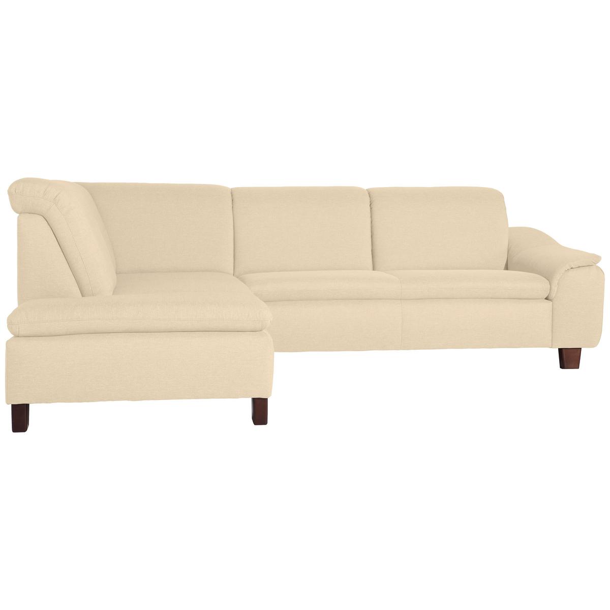 Ecksofa Aaron Beige Flachgewebe - Beige/Nussbaumfarben, Design, Textil (247/82/187cm) - Max Winzer