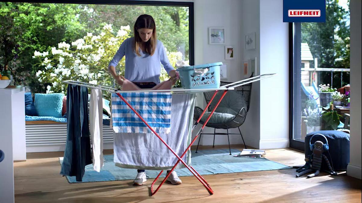 Wäscheständer Pegasus 150 Lxbxh: 157x55x87 Cm, Klappbar - Blau/Weiß, Basics, Kunststoff/Metall (157/55/87cm) - Leifheit