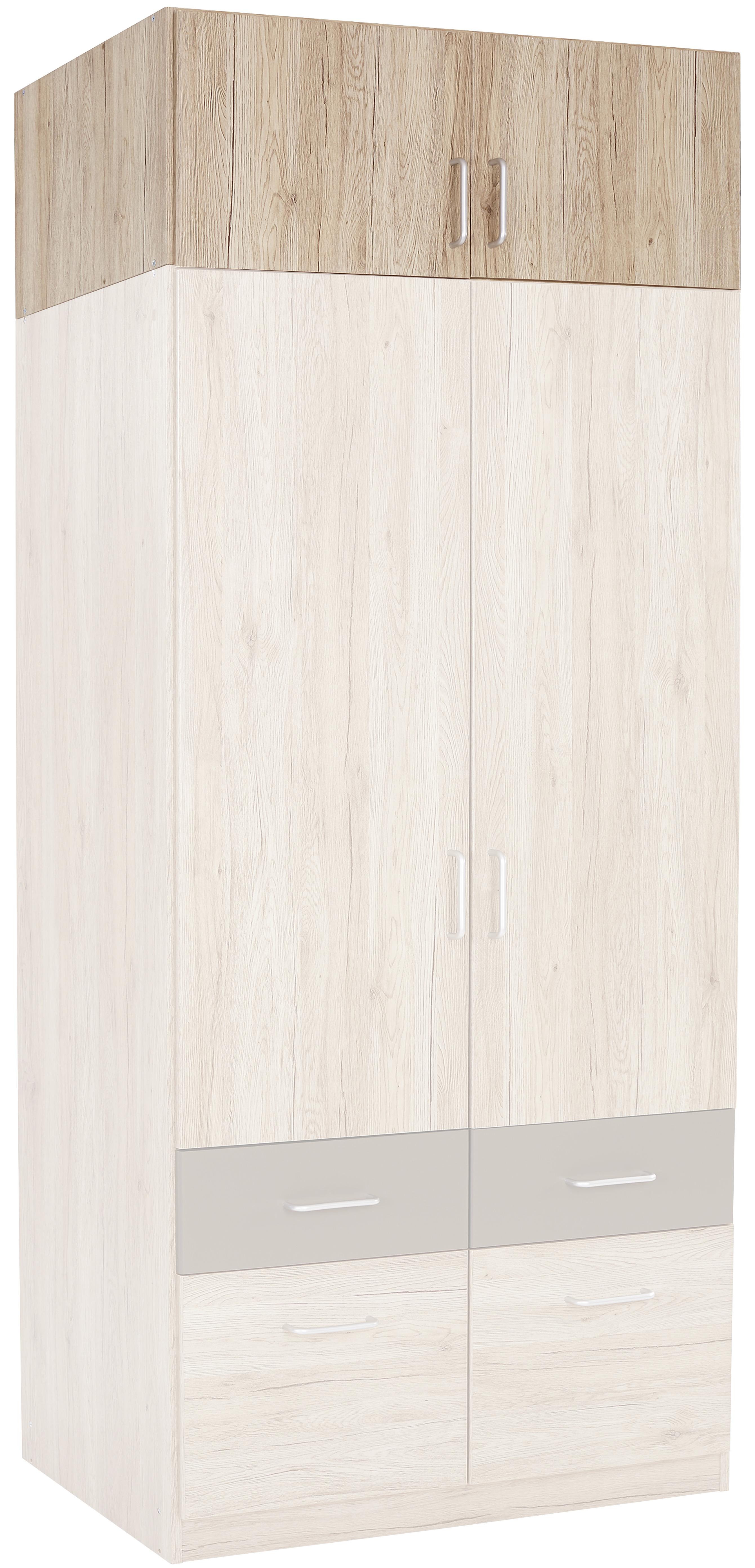 Nástavec Na Skříň Aalen-Extra - barvy dubu/barvy hliníku, Konvenční, kompozitní dřevo/plast (91/39/54cm)