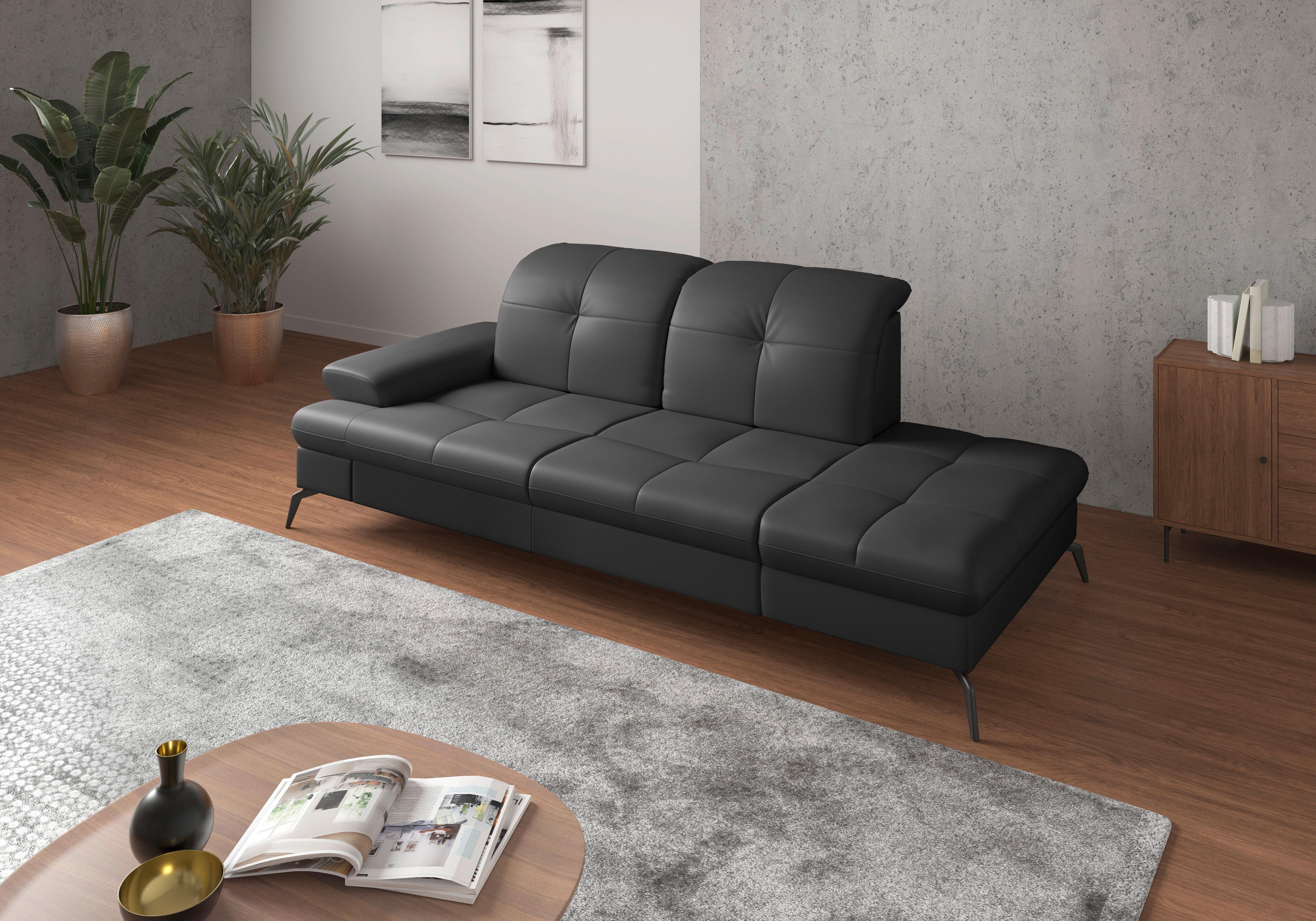RÉCAMIERE Amica E, Schwarz B: 231 cm - Schwarz, KONVENTIONELL, Leder/Textil (231/90/122cm) - Sit & More