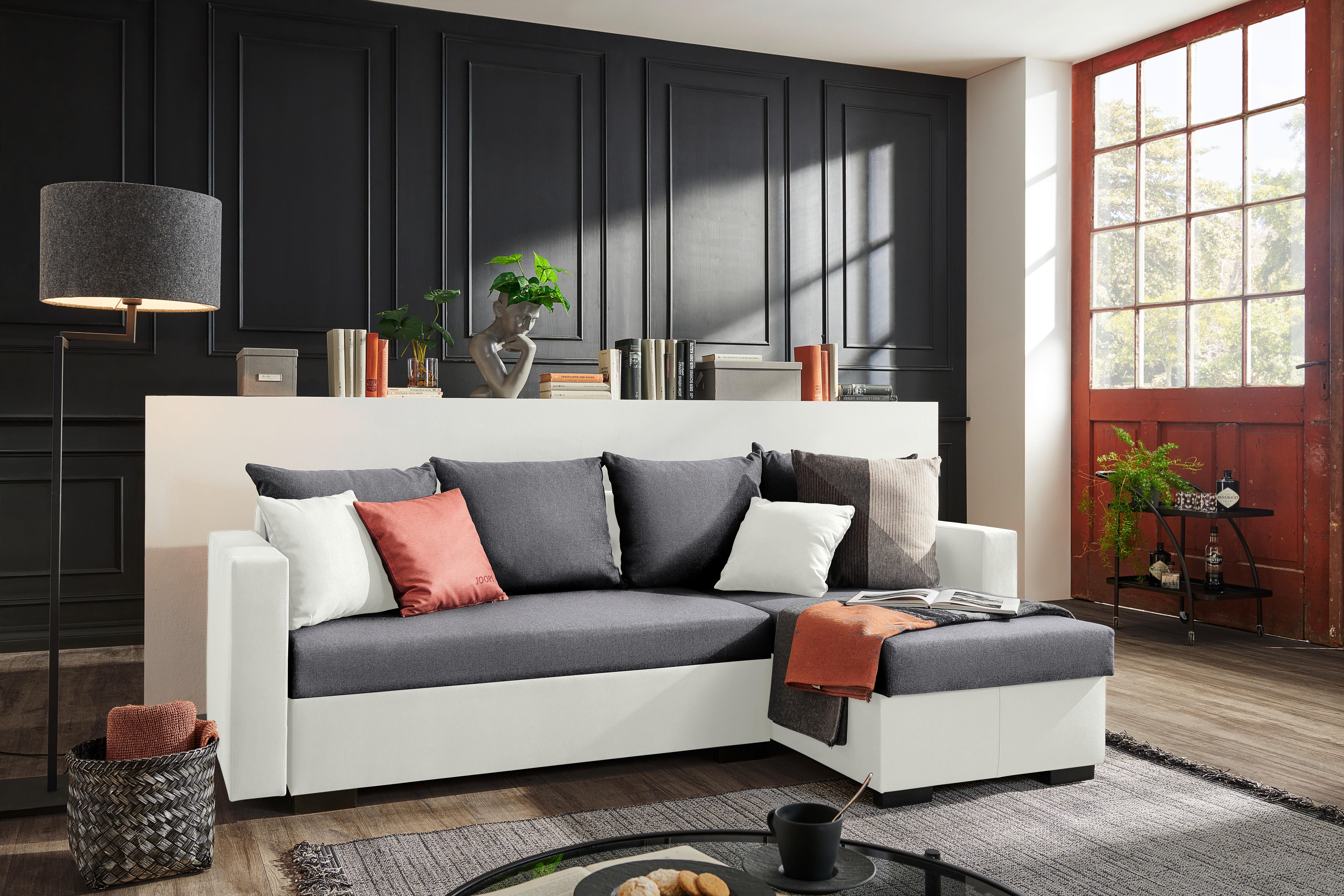 Ecksofa Karol - Anthrazit/Schwarz, MODERN, Textil (230/140cm) - P & B