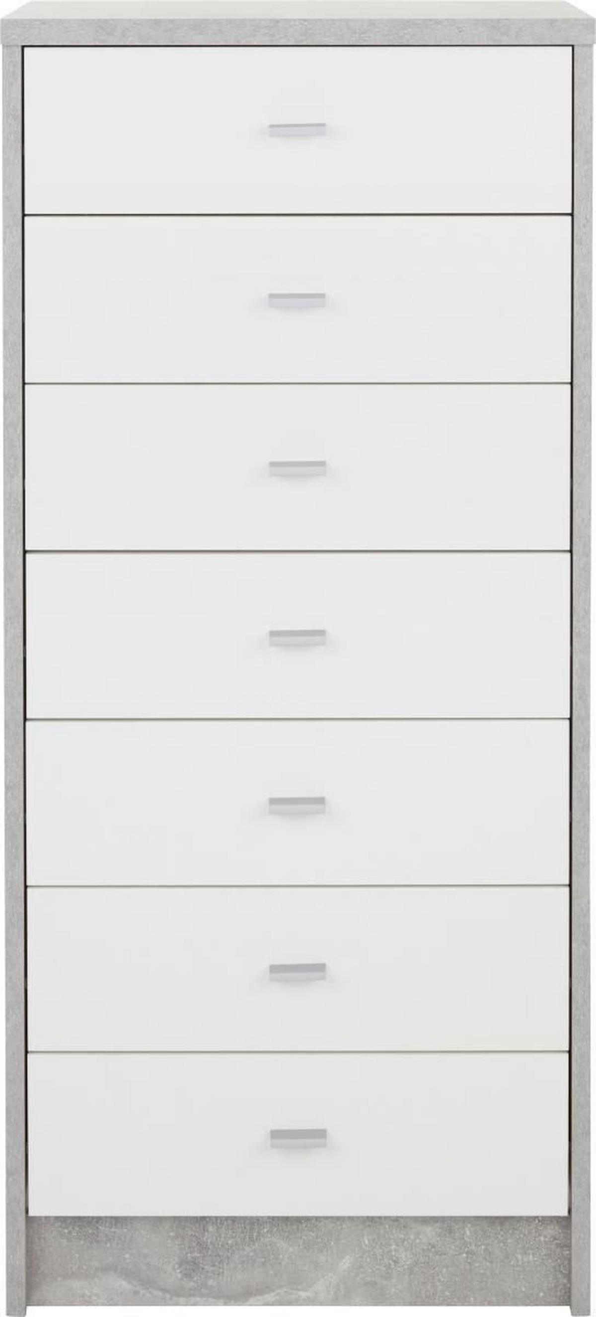 Kommode B 50cm 4-You New, Beton Optik/Weiß - Weiß/Grau, MODERN, Holzwerkstoff (50/111,4/34,6cm)
