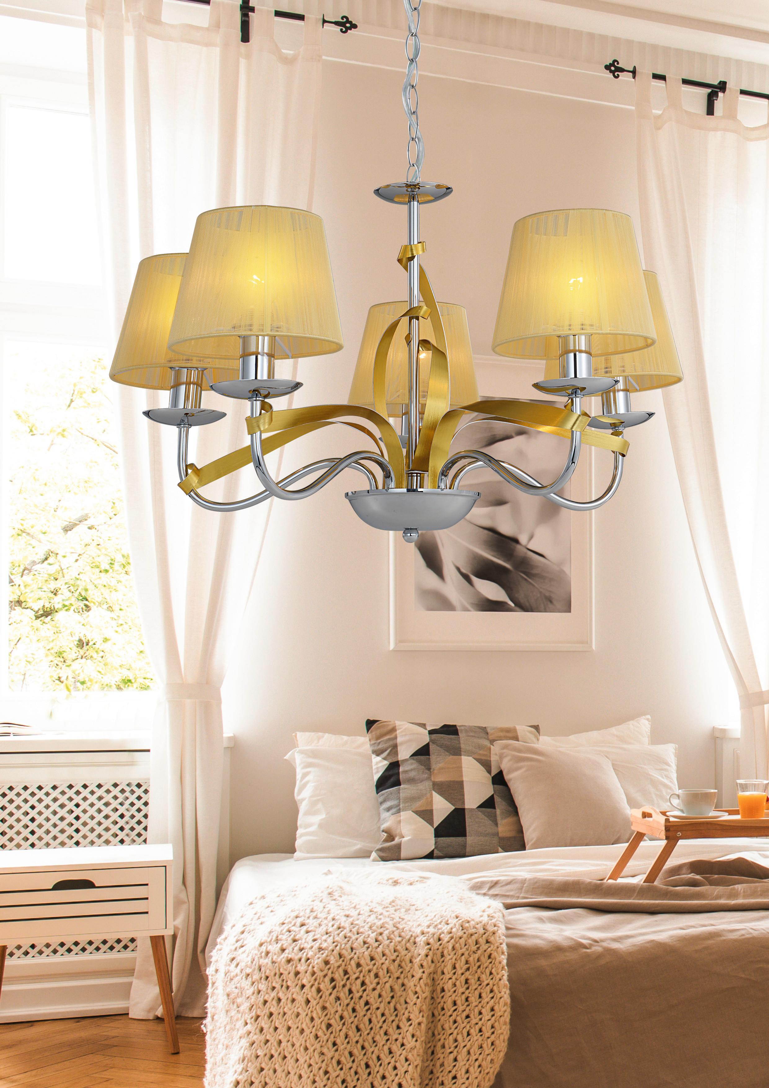 Pendelleuchte 35-55064 Diva - Chromfarben/Goldfarben, KONVENTIONELL, Metall (60/60/100cm)