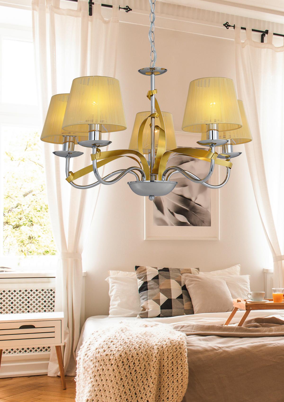 Pendelleuchte 35-55064 Diva - Chromfarben/Goldfarben, KONVENTIONELL, Metall (60/60/100cm)