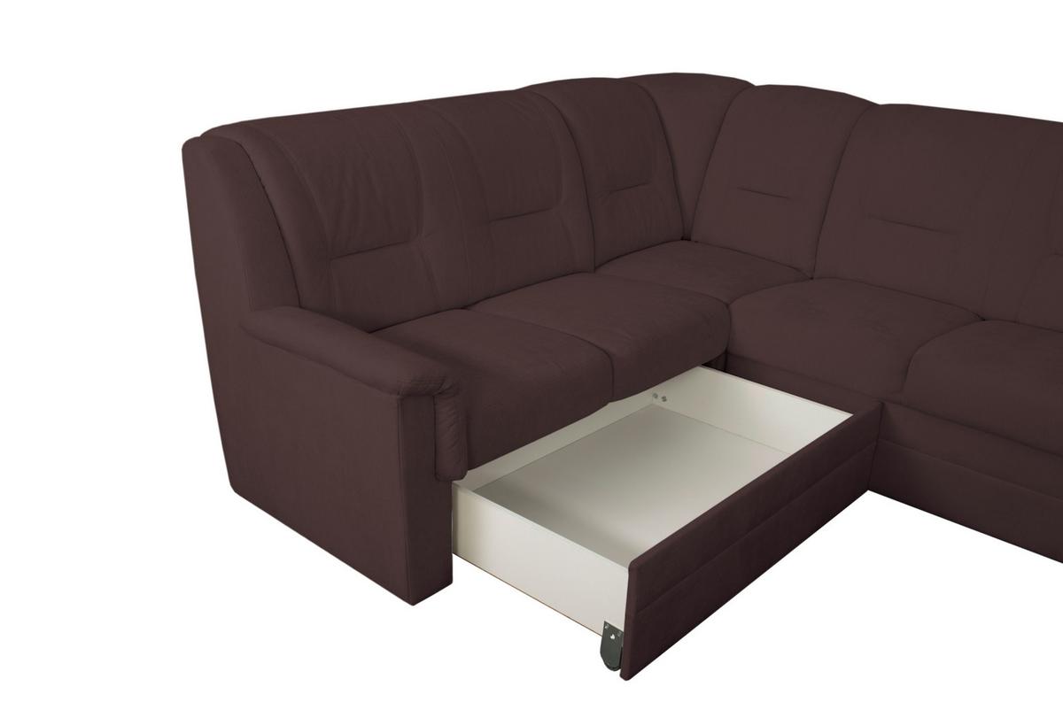 ECKSCHLAFSOFA Rafael, Dunkelrot S: 279x224cm - Beige/Schwarz, Trend, Textil (279/224cm)