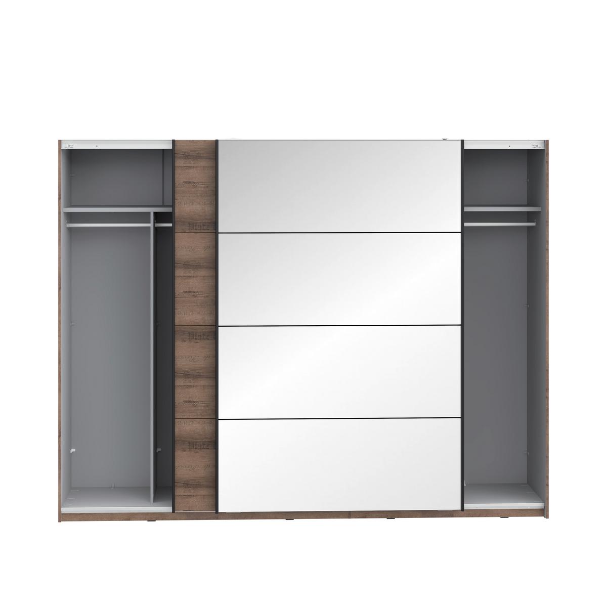 Tolóajtós Szekrény Jacky 270/210cm - tölgyfa színű/fekete, Lifestyle, műanyag/faalapú anyag (269,9cm)