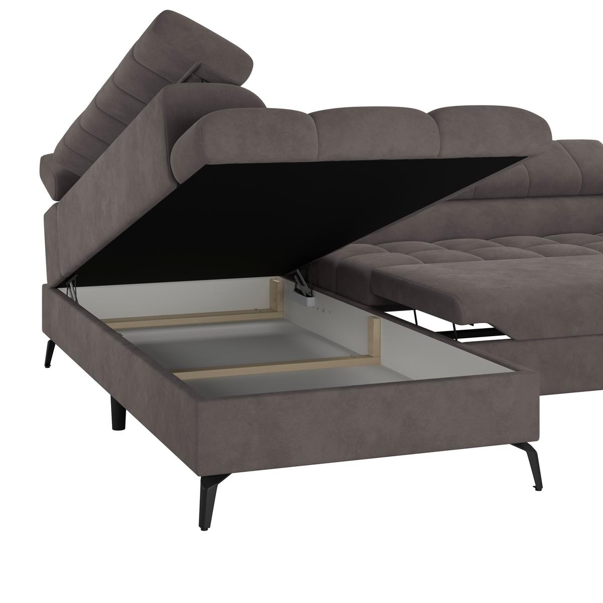 Ecksofa Volf Links New Graphitfarben, S: 203x261 Cm - Dunkelgrau/Schwarz, Trend, Kunststoff/Textil (203/261cm)