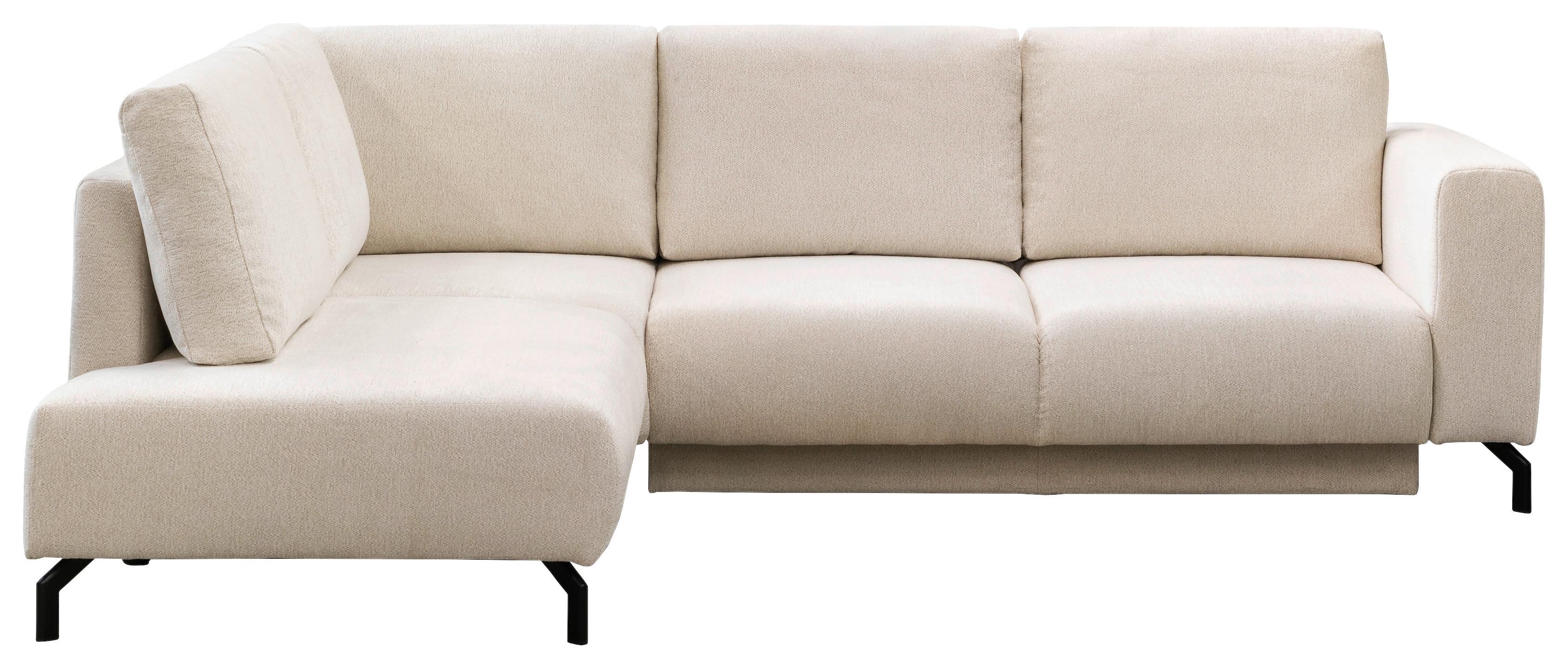 Rohová sedačka VENI, ľavá, béžová žinylka - černá/béžová, Moderní, kov/textil (210/272cm)