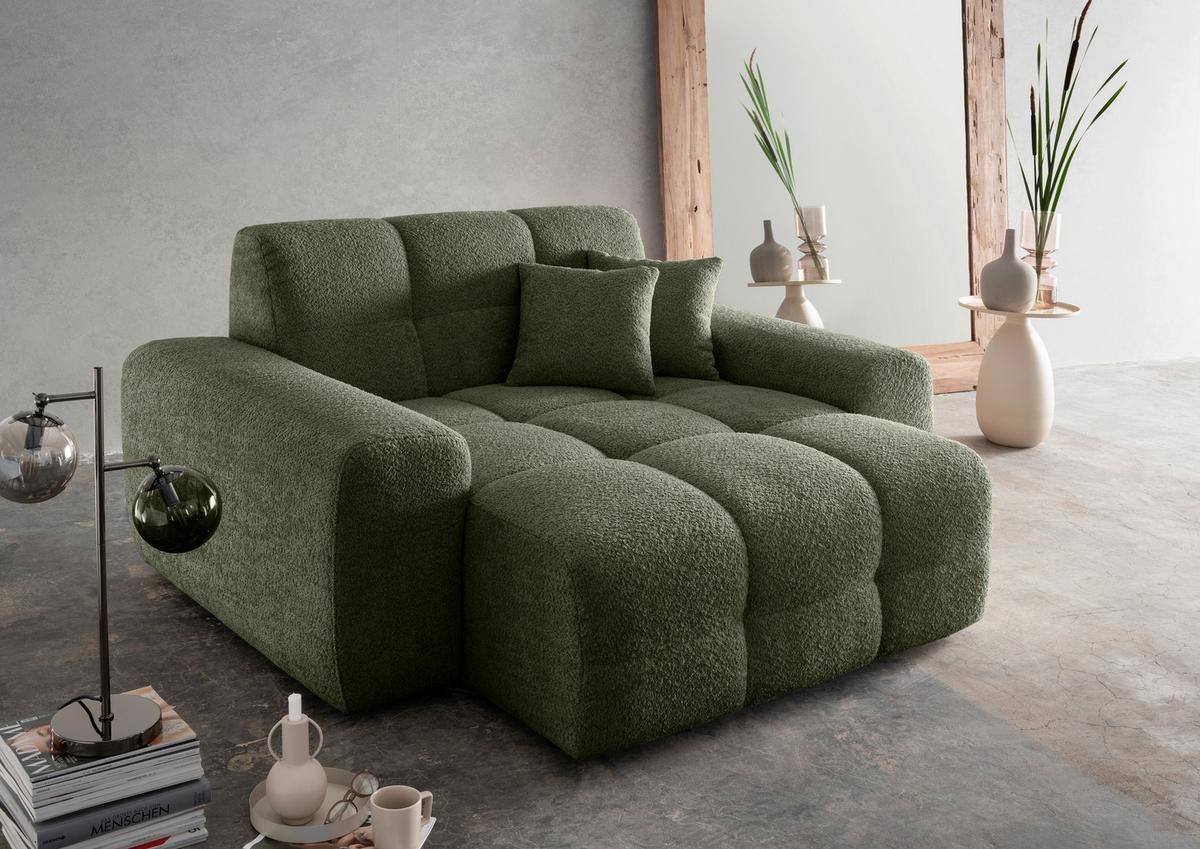 XXL-Sessel Bosco, Dunkelgrün B: 181 cm - Waldgrün/Schwarz, MODERN, Textil (181/87/155cm) - Livetastic