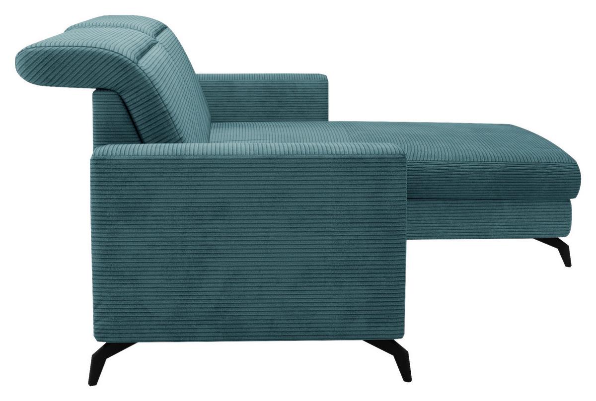 Ecksofa Bolero petrolfarben m. Kopfteilverstellung 290x178 cm - Petrol/Schwarz, KONVENTIONELL, Textil (290/178cm) - Sit & More