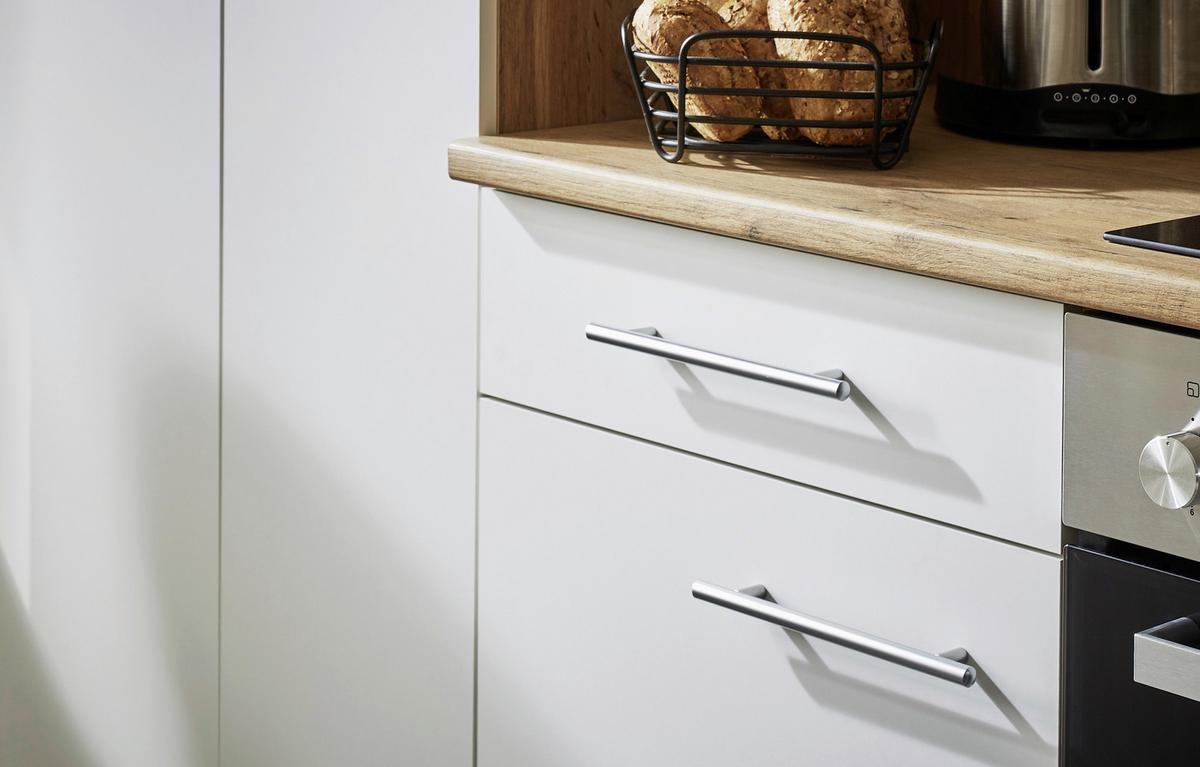 Küchenzeile Economy mit Geräte B: 280 cm Weiß/Eiche Dekor - Wildeiche/Weiß, Basics, Holzwerkstoff (280cm) - Respekta