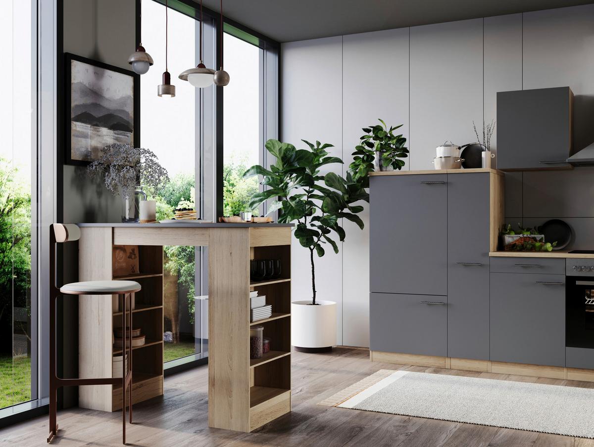 Bartisch Merle Grau/Eiche Dekor L:103cm - Eichefarben/Grau, Design, Holzwerkstoff (103/50/115cm) - Respekta