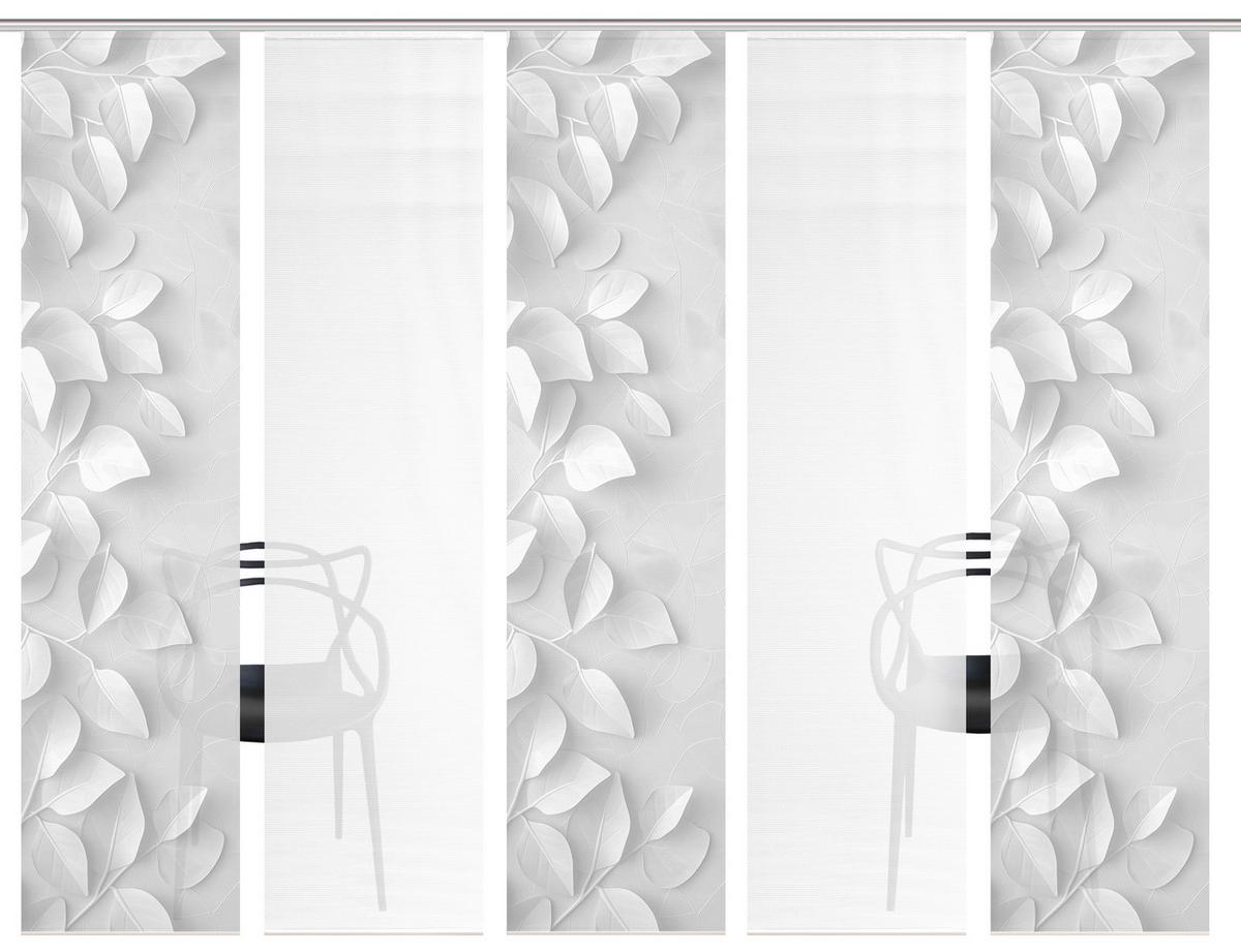 Flächenvorhang Rixa 5er Set - Grau Hochglanz/Weiß, Design, Textil (60/260cm)