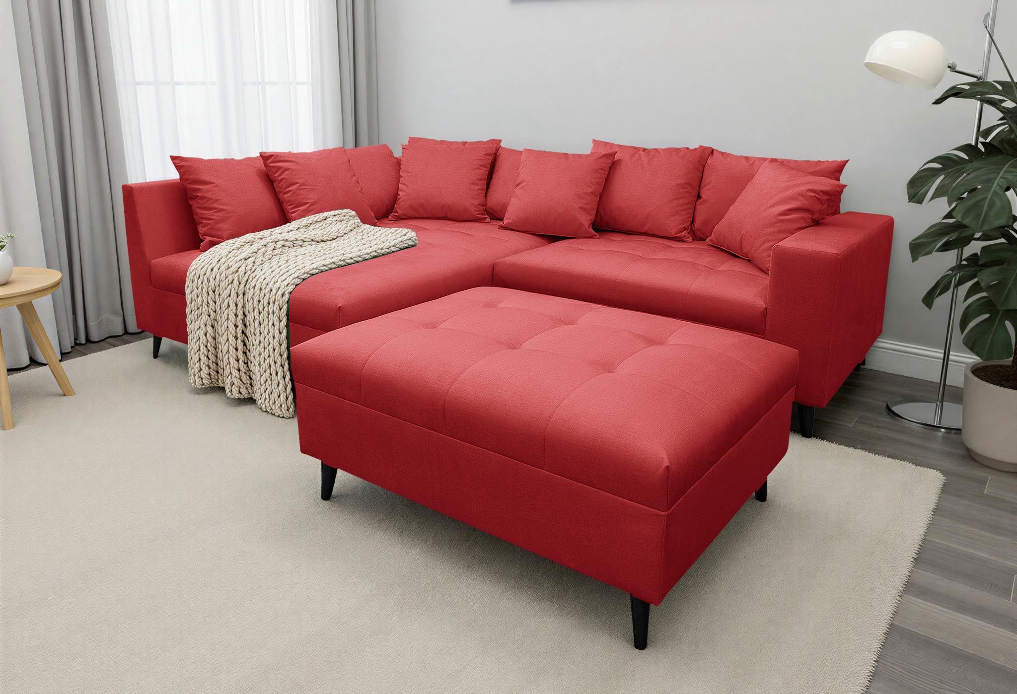 ECKSOFA Pruno, Rot S: 174x247 cm - Rot/Schwarz, Design, Textil (174/247cm) - MID.YOU