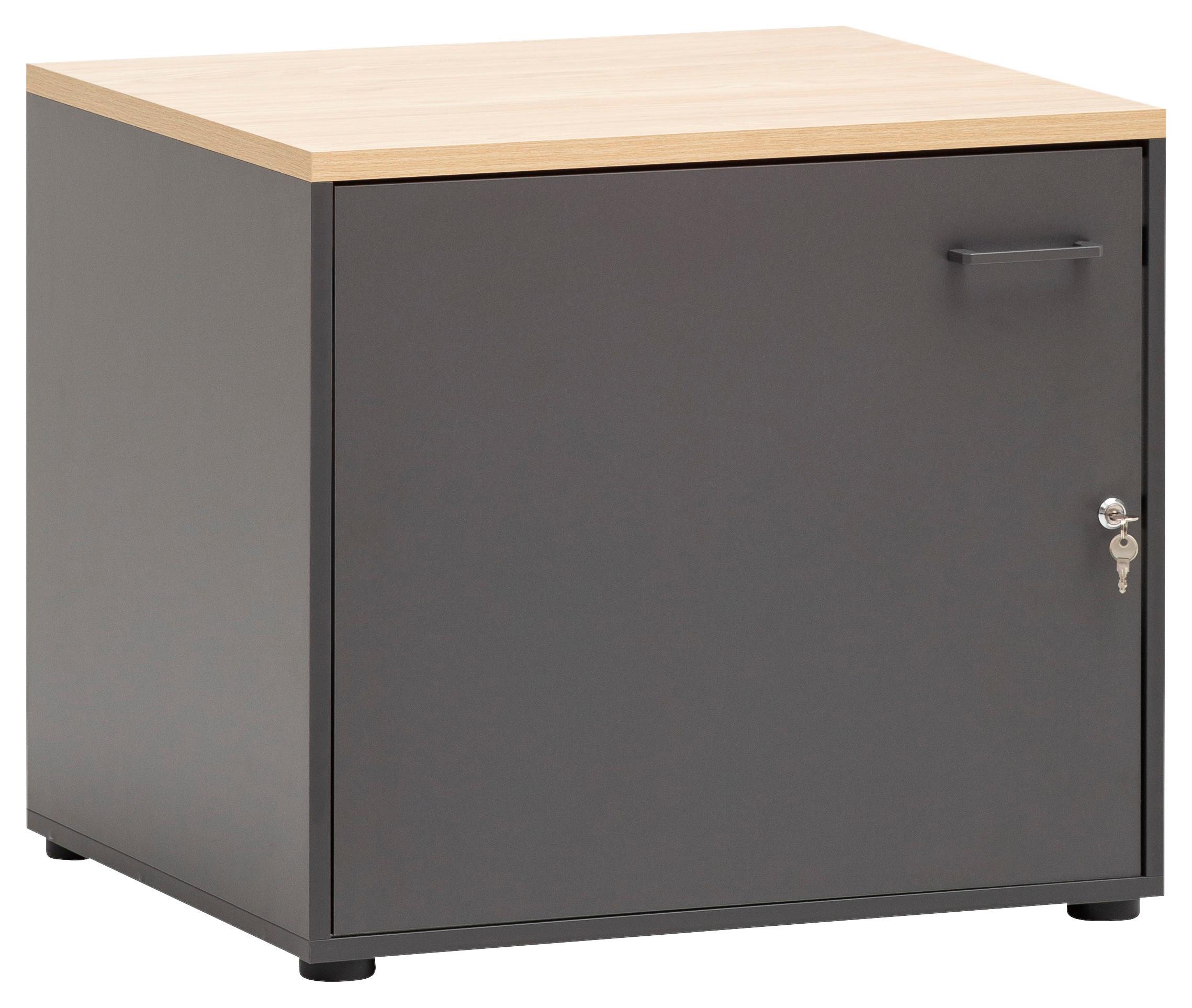 Mehrzweckschrank Anthrazit/Eichefarben B:67,1cm - Eichefarben/Anthrazit, MODERN, Holzwerkstoff (67,1/60/60cm) - MID.YOU