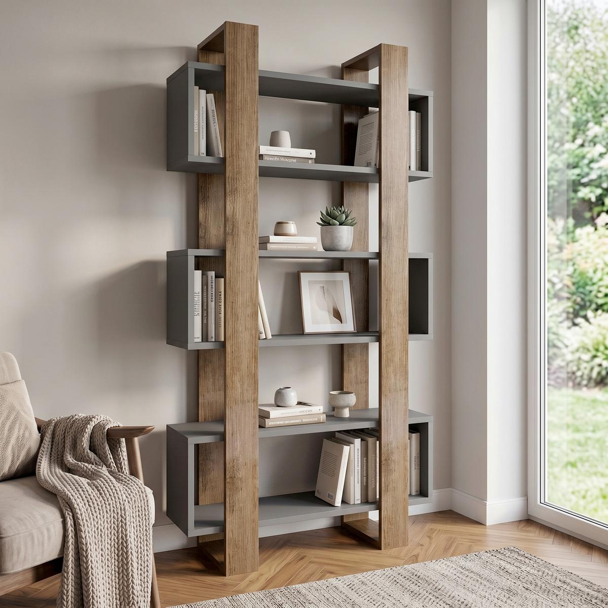 Regal Milano Anthrazit, Walnussfarbe B:80cm - Anthrazit/Walnussfarben, Design, Holzwerkstoff (80/160/29cm) - Livetastic