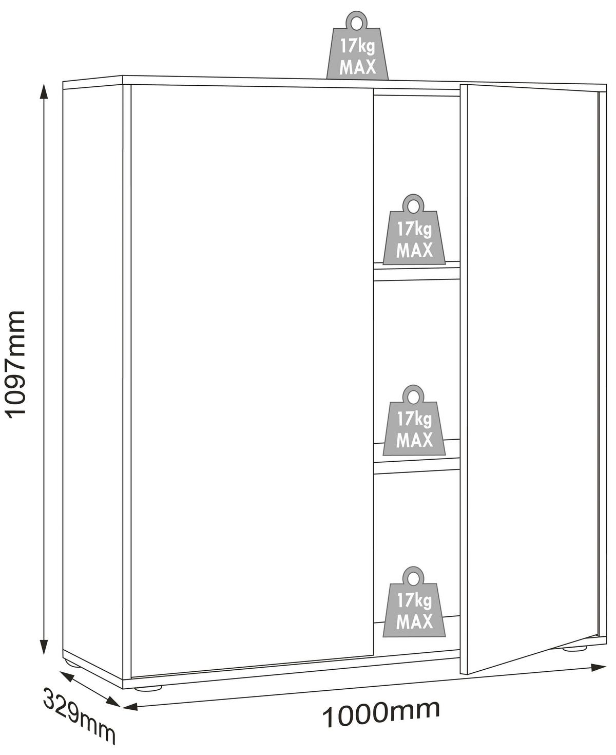 Aktenschrank Salia Anthrazit, Honigeiche B:100 cm - Honigeiche/Anthrazit, Design, Holzwerkstoff (100/110/33cm) - MID.YOU