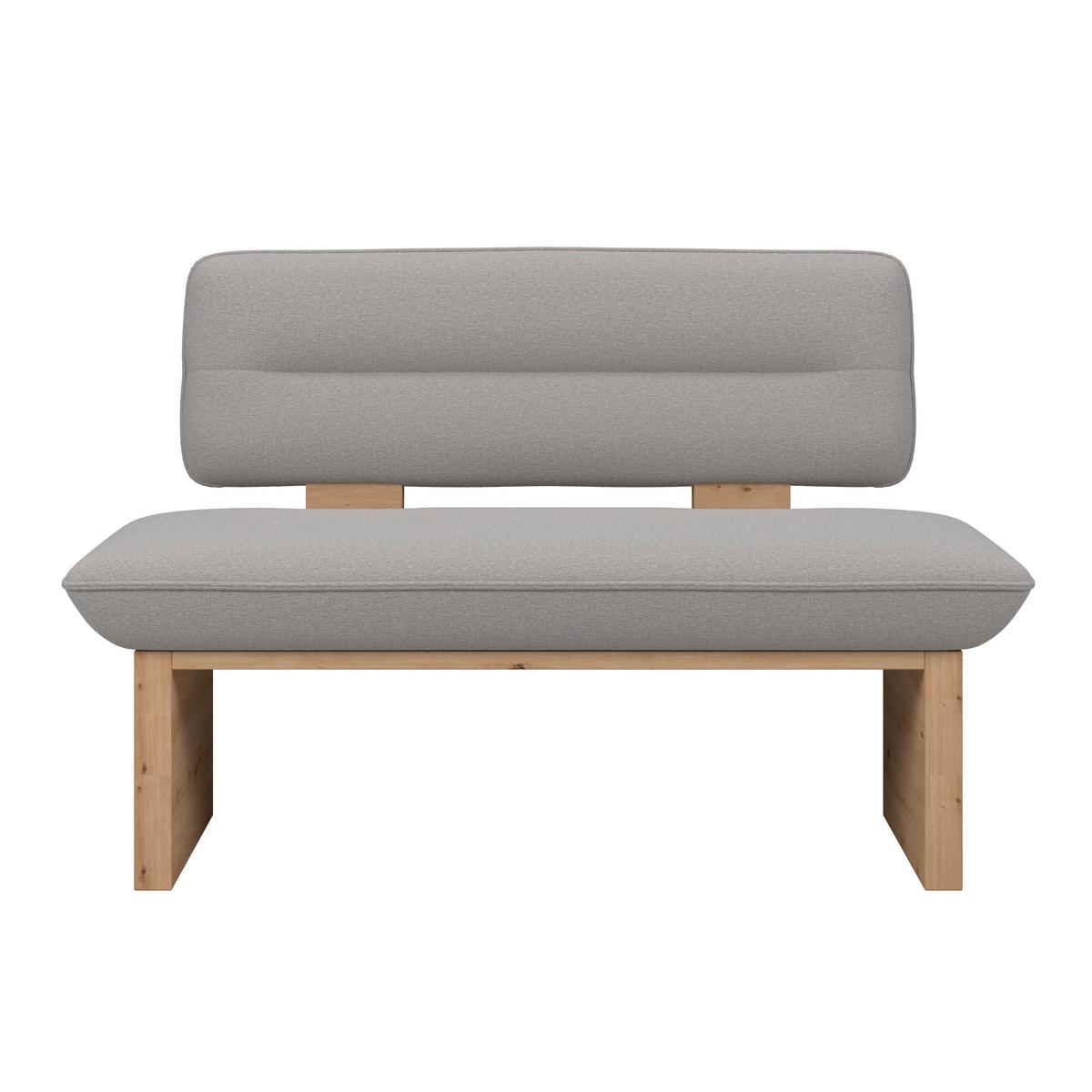 Sitzbank Beluna II Webstoff hellgrau, B: 140cm - Eichefarben/Hellgrau, KONVENTIONELL, Holzwerkstoff/Textil (140/87/67cm) - James Wood