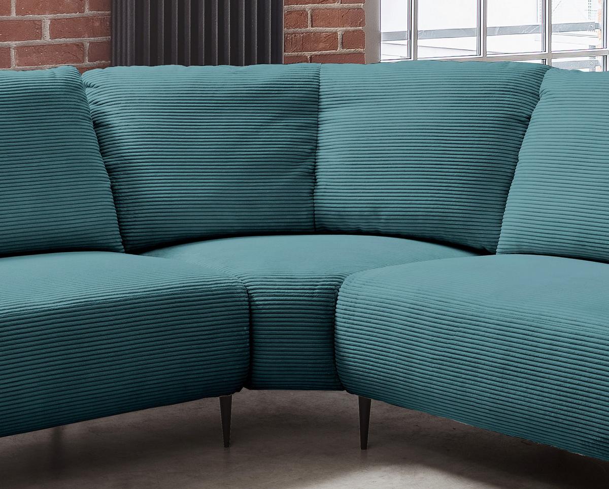 Ecksofa Vanilla Petrol S: 294x256 cm - Petrol/Schwarz, Design, Textil (294/256cm) - Livetastic