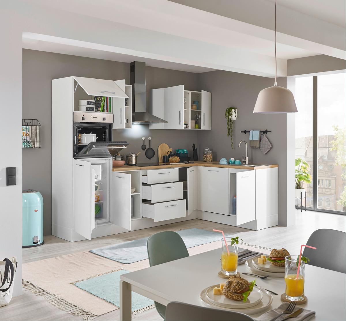 Eckküche Dekor Weiß/Eiche Dekor 280x175 cm - Weiß/Eiche Artisan, Basics, Holzwerkstoff (280/175cm) - MID.YOU