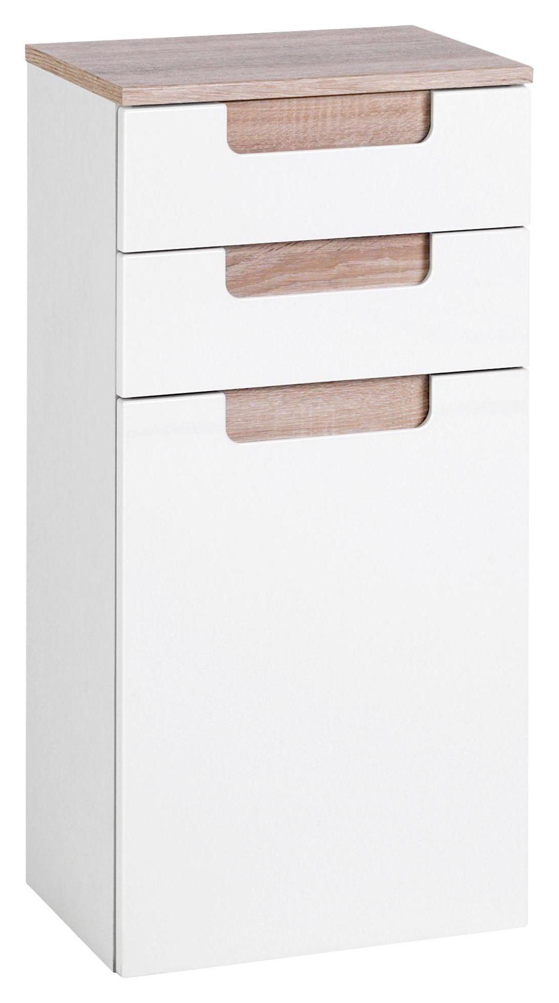 Unterschrank mit Türdämpfer Siena B: 40cm Weiß/Eiche Dekor - Weiß/Sonoma Eiche, MODERN, Holzwerkstoff (40/79/27cm) - Held