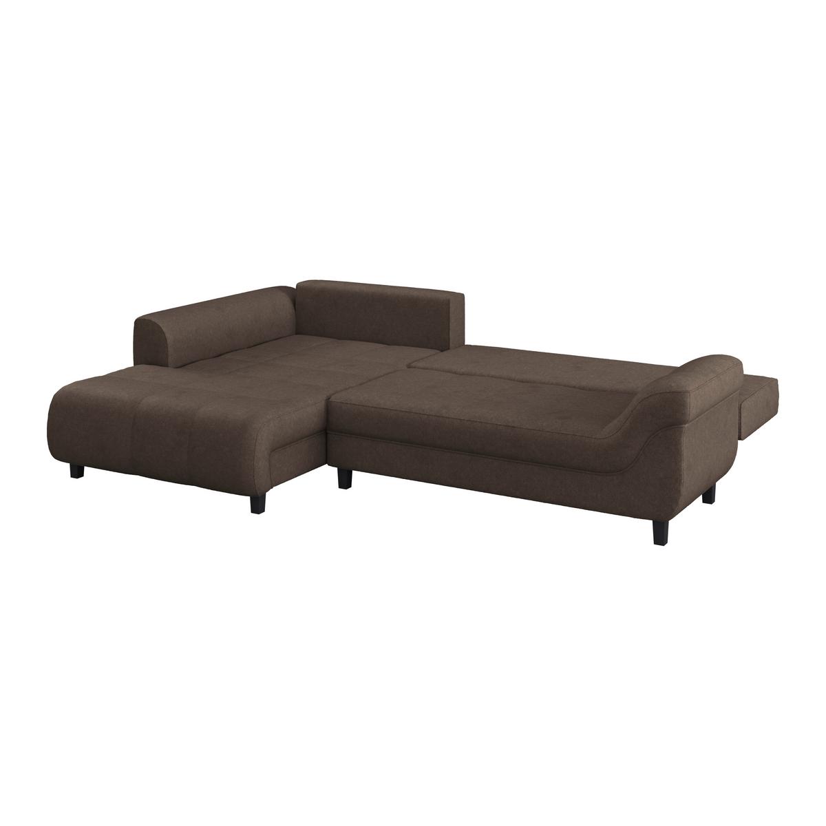 Ecksofa Mendoza - Dunkelbraun/Schwarz, Design, Textil (197/309cm) - Ondega