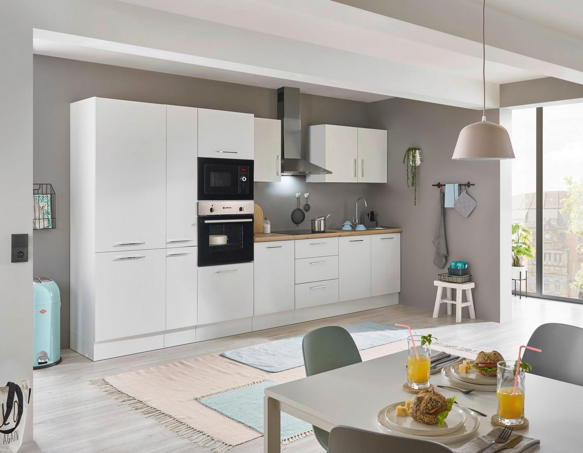 Küchenblock Turin Weiß/eiche Dekor B: 360 Cm - Weiß/Eiche Artisan, Basics, Holzwerkstoff (360cm) - MID.YOU