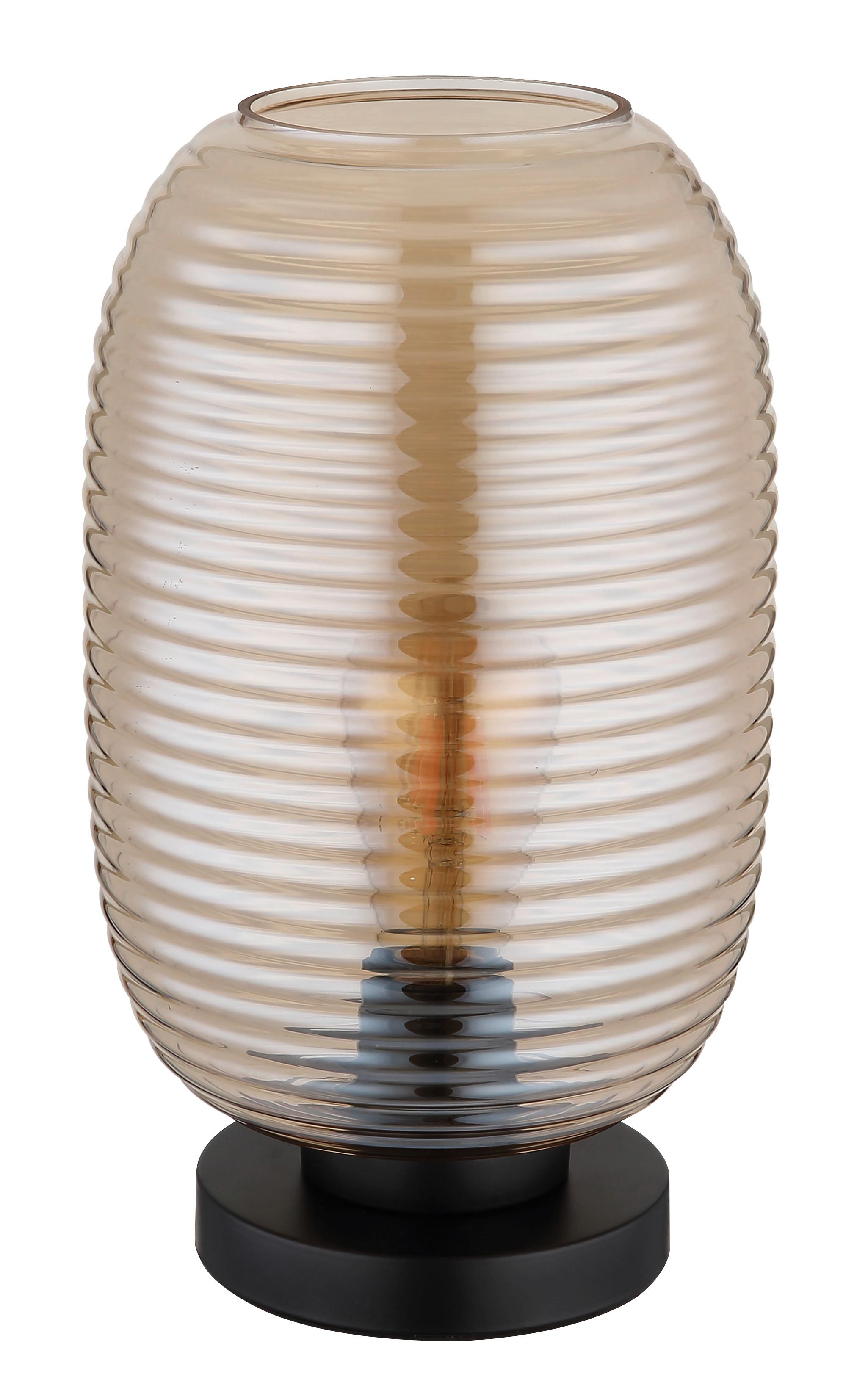 Tischleuchte 15794ta Jefrey - Bernsteinfarben/Schwarz, Basics, Glas/Kunststoff (20/34,5cm) - Globo