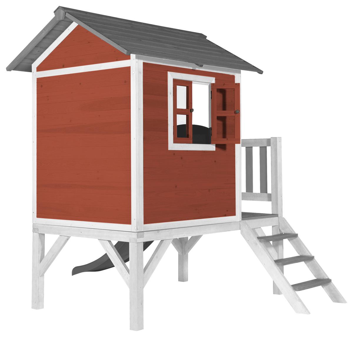 Spielhaus C050.002.85 - Rot/Weiß, KONVENTIONELL, Holz/Kunststoff (240/189/167cm) - Ambia Garden