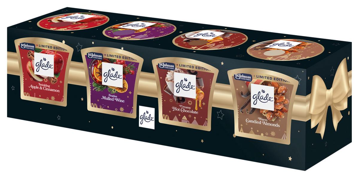 DUFTKERZE GLADE DUFTKERZEN 4ER SET - Goldfarben/Schwarz, Basics, Karton/Glas (9,2/34,2/8,1cm) - Glade