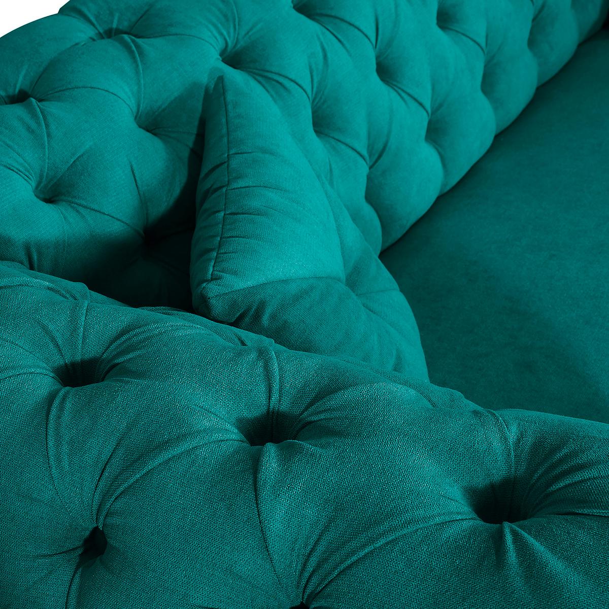 3-Sitzer-Sofa Preston Türkis B: 232 cm - Türkis/Braun, Design, Textil (232/79/97cm) - Livetastic