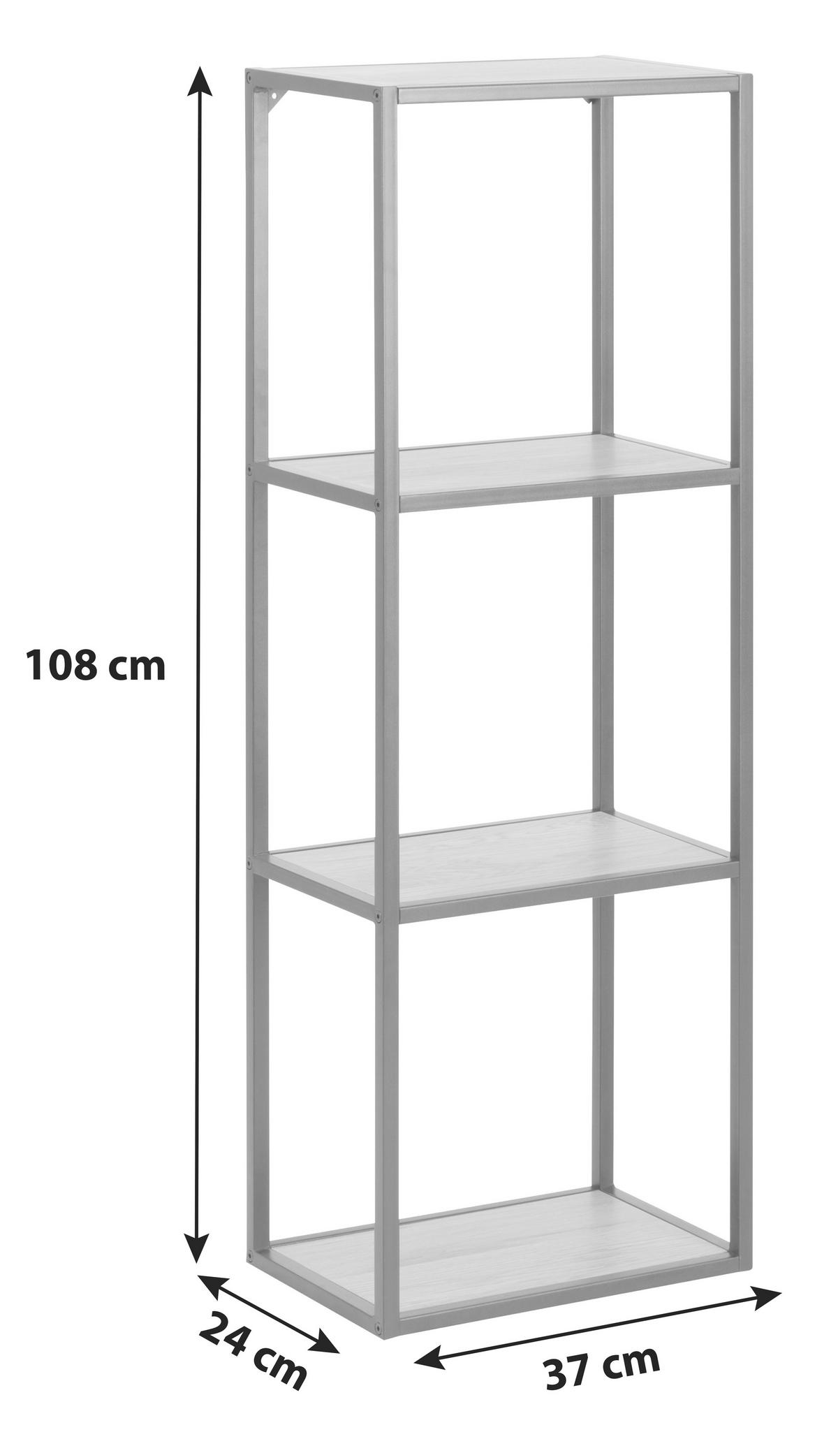Regál kovovej konštrukcie Seaford Š: 24 cm - čierna/farba duba, Modern, kov/kompozitné drevo (24/108/37cm)