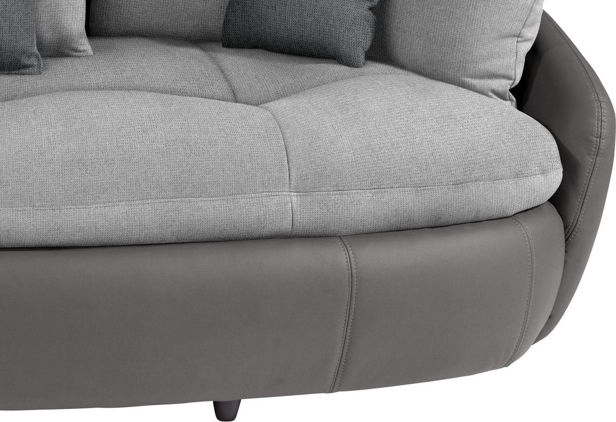 Big Sofa Aruba mit Kissen Grau/Hellgrau Lederlook - Hellgrau/Schwarz, LIFESTYLE, Textil (238/80/140cm)