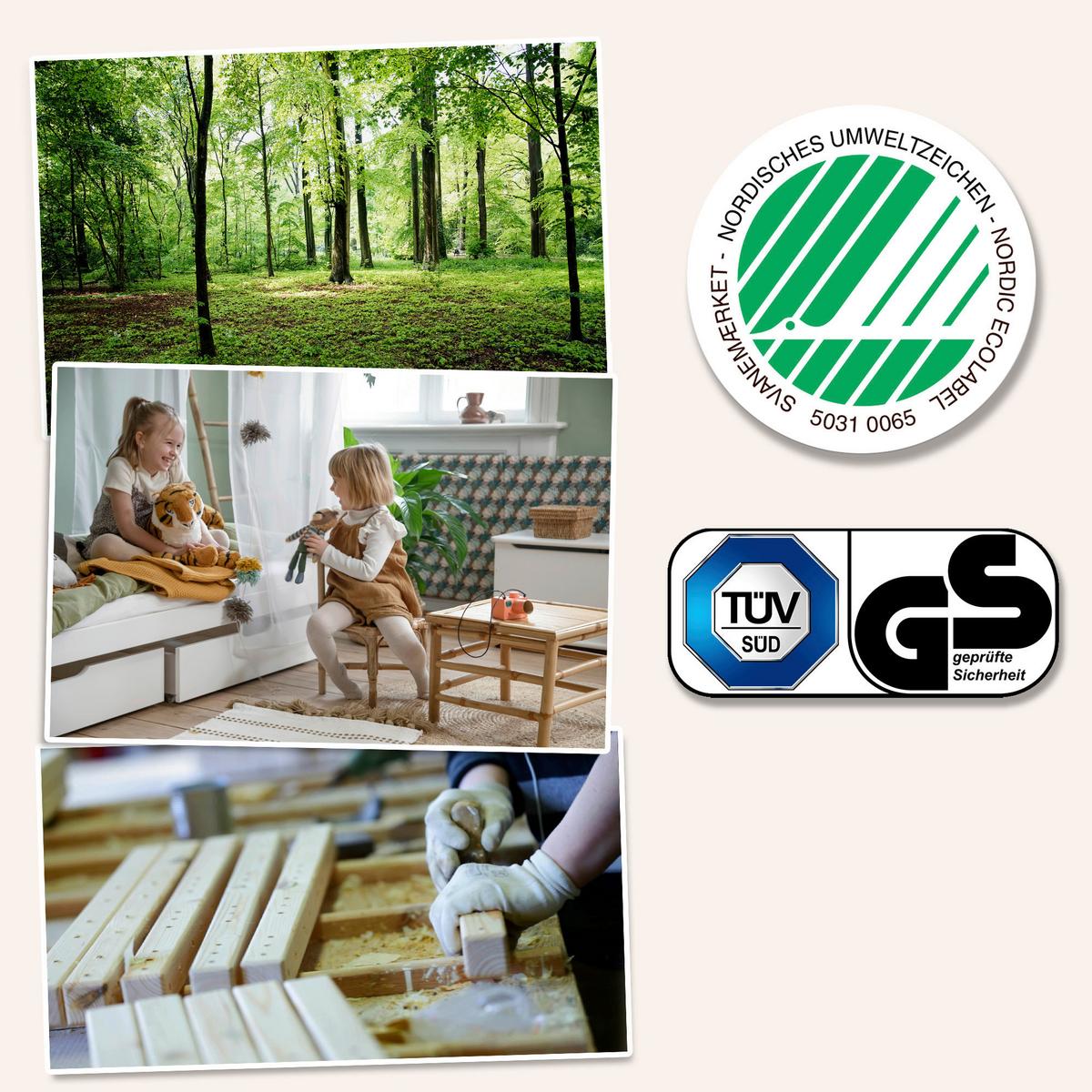 Etagenbett Eco Comfort Weiß, Lf: 90x200 cm - Weiß/Naturfarben, MODERN, Holz (90/200cm) - MID.YOU