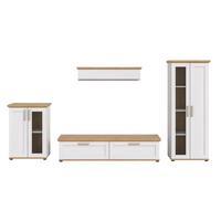 Wohnwand Verona Lärchefarben /Eiche Dekor B: 316cm - Lärchefarben/Schwarz, Design, Holzwerkstoff (316/161/40cm) - Livetastic