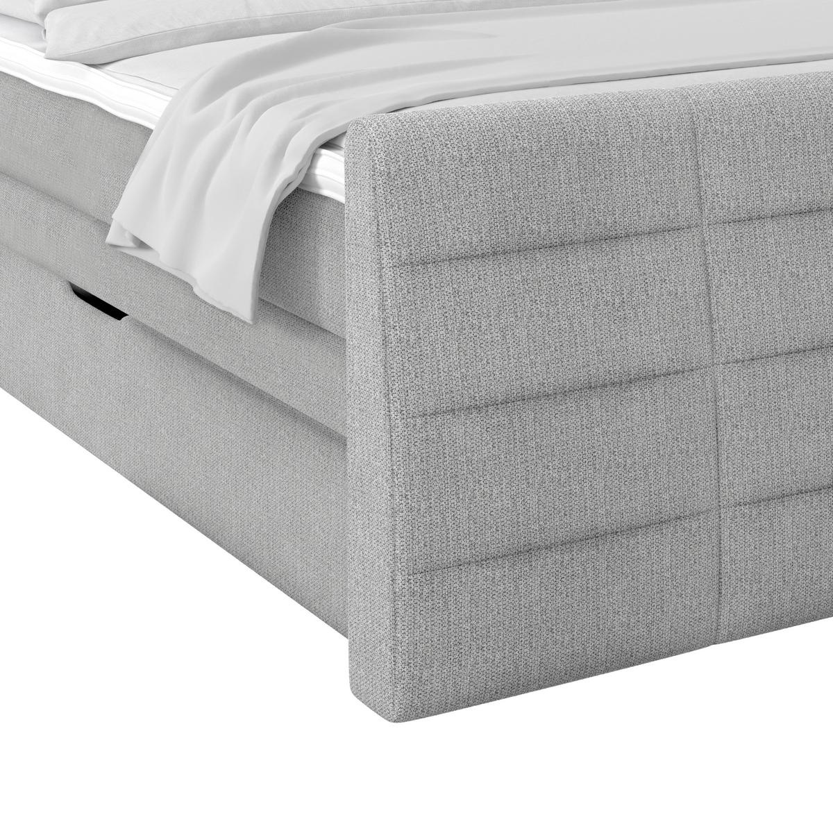 Boxspringbett Libra - Grauweiß/Schwarz, KONVENTIONELL, Textil (180/200cm)