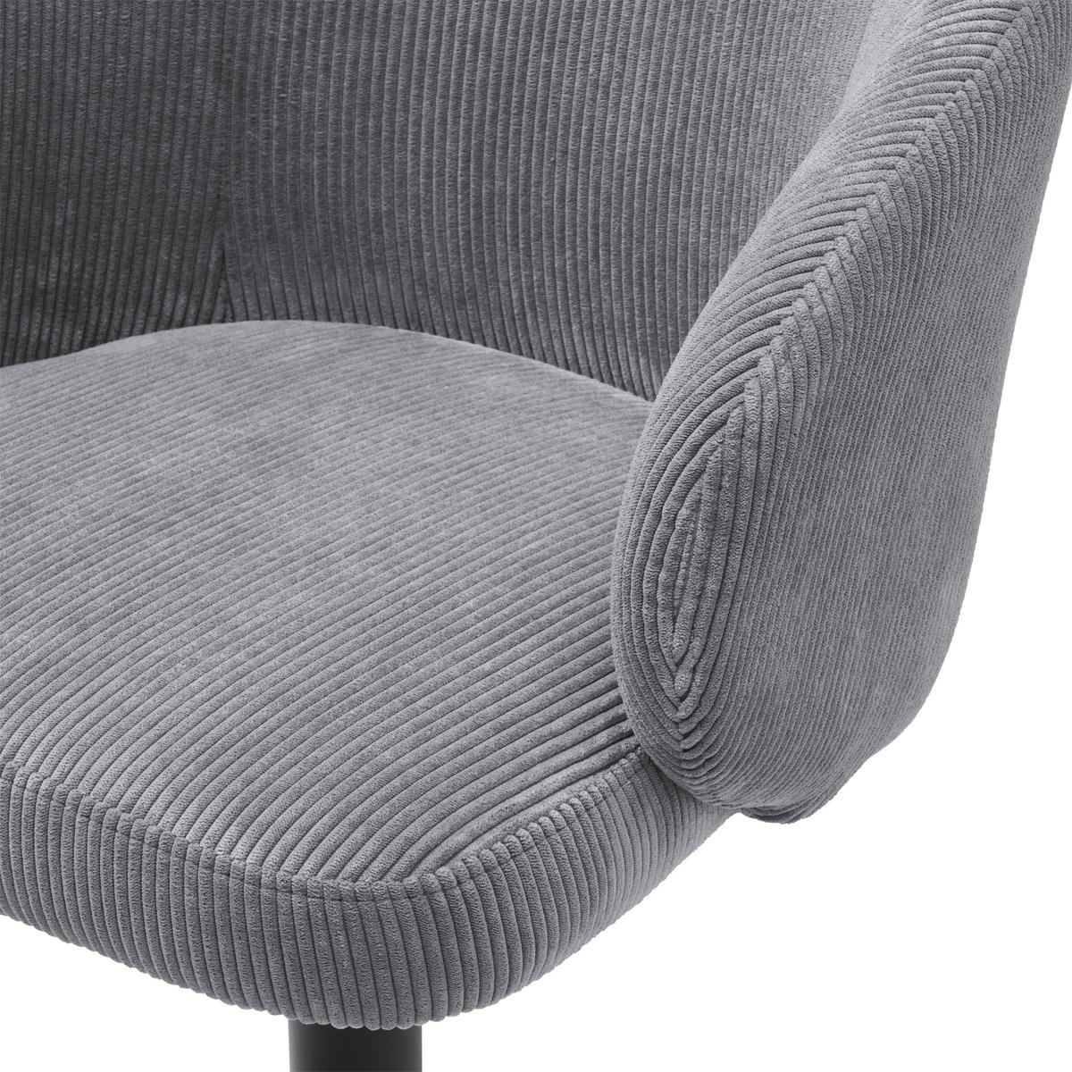 Barhocker höhenverstellbar mit Lehne Wisal Cord Grau - Schwarz/Grau, KONVENTIONELL, Textil/Metall (54/91-112/52cm) - MID.YOU