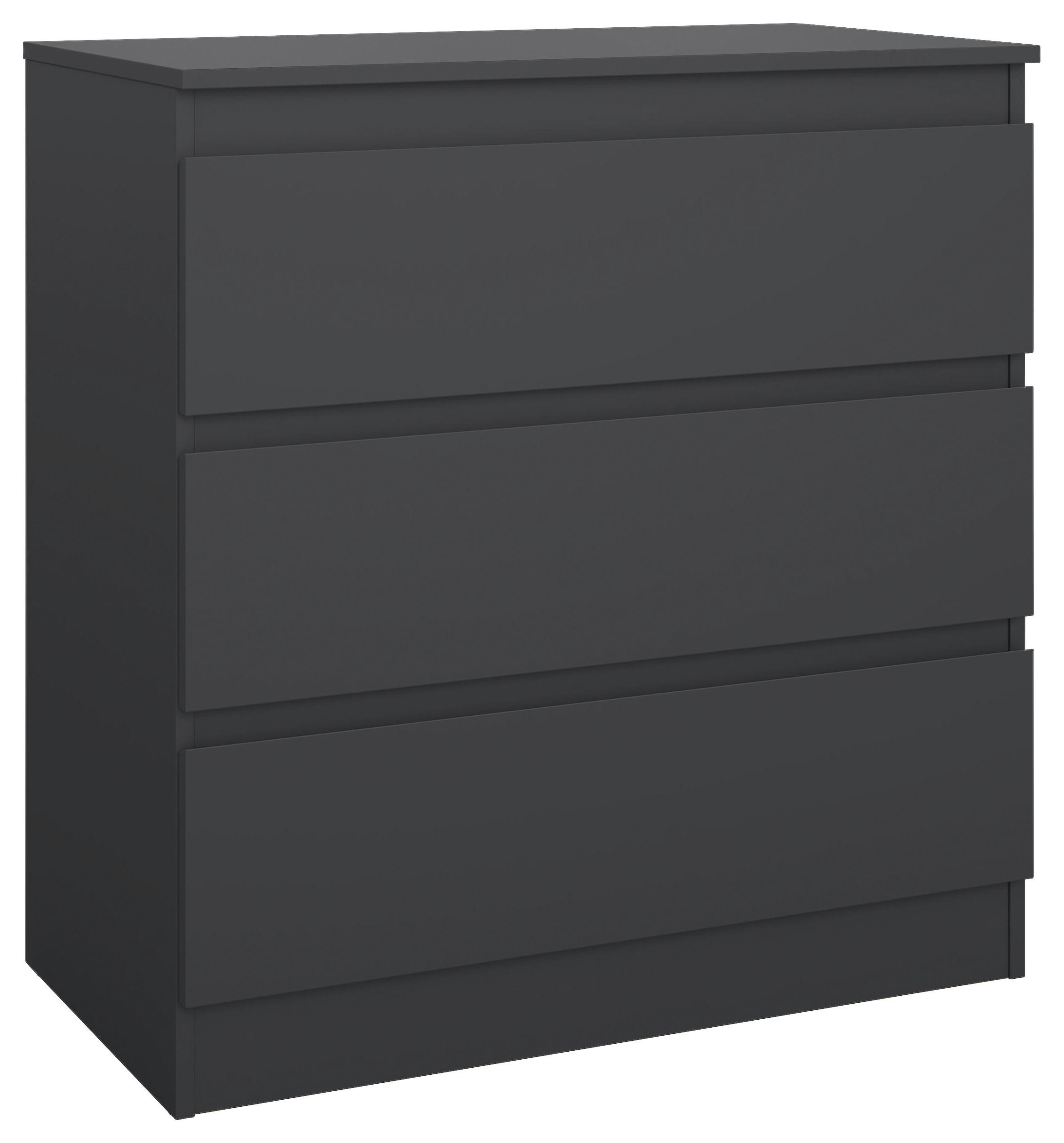 Kommode Mara 2 Anthrazit B: 77 cm - Anthrazit/Weiß, Trend, Holz (77/80,4/42cm)