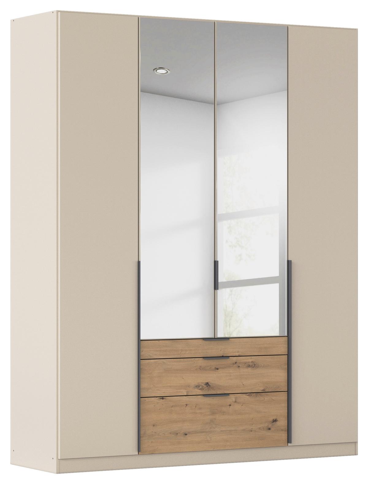 Drehtürenschrank Alabama-Super Mit Spiegel,champagner B:181cm - Champagner/Eichefarben, Trend, Holzwerkstoff (181/229/54cm)