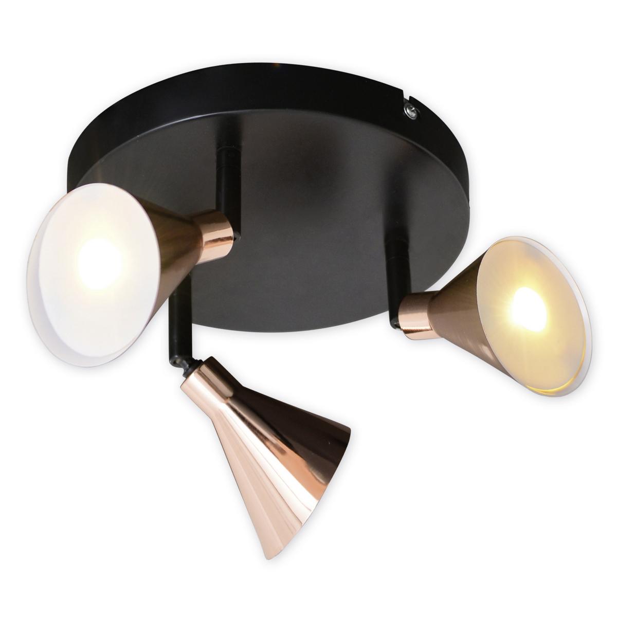 Strahler 3-Flammig verstellbar Ø 38 cm - Kupferfarben, Design, Metall (38/20,3cm) - Näve