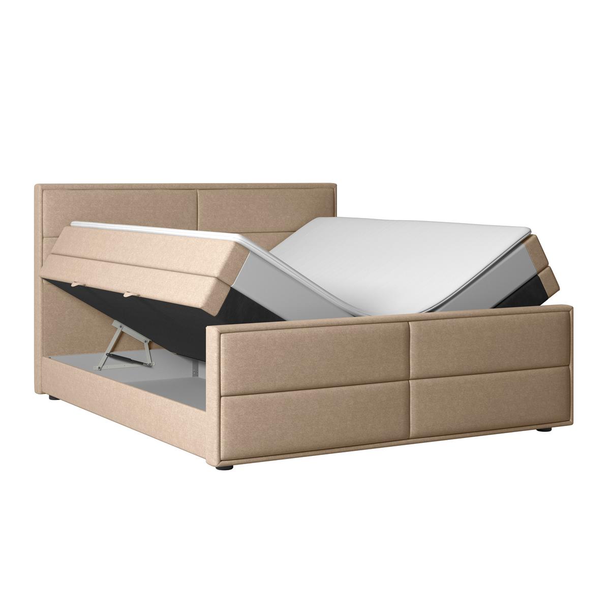 Boxspringbett mit Bettkasten Palermo 180x200 Naturfarben - Schwarz/Naturfarben, MODERN, Karton/Holz (180/200cm) - MID.YOU