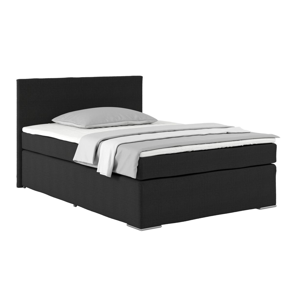 Postel Boxspring NERO PL: 140/200cm, černá - černá/barvy chromu, Konvenční, kov/textil (140/200cm)