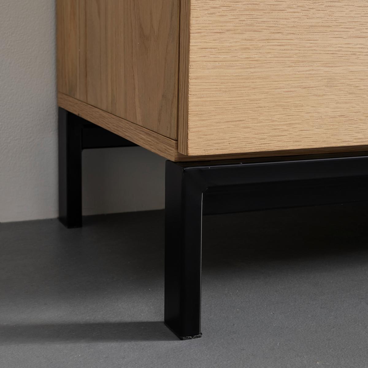 Široká komoda SEBASTIAN prírodné farby - čierna/prírodná farba, Modern, kov/drevo (160/70/40cm) - Bessagi Home